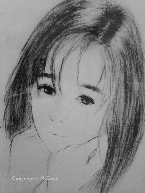 炭筆素描練習之《思》